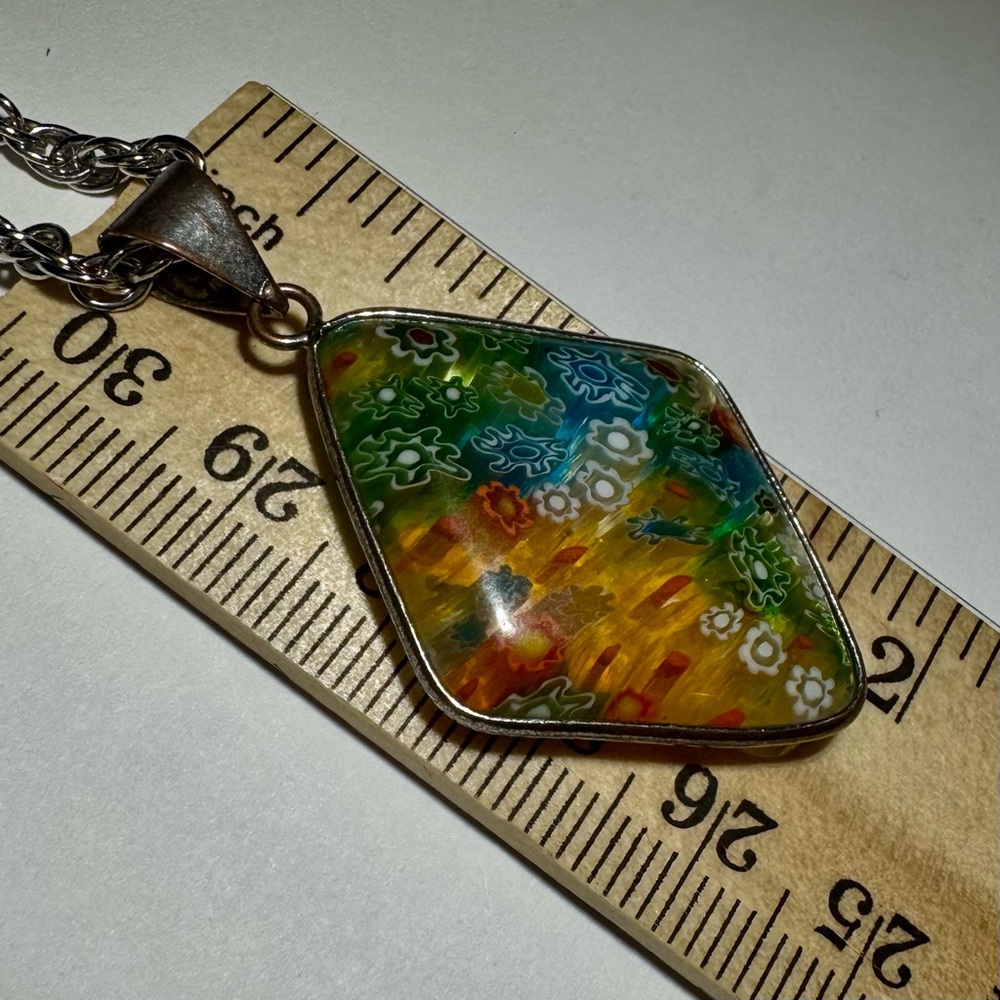 Multicolor Floral Millie Fiori Glass Pendant Large Handmade Pendant